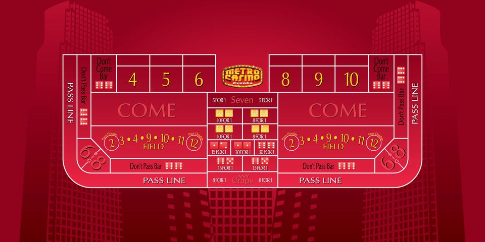 Craps casino table rental with dice layout for Metro Casino Events parties in Virginia, Maryland, and Washington DC