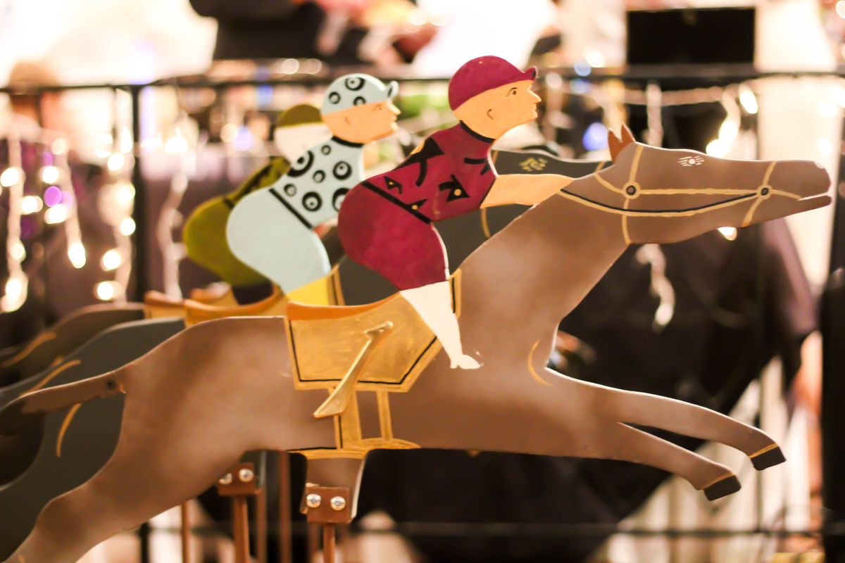 Derby Dash horse and jockey figure close-up after the race - Metro Casino Events